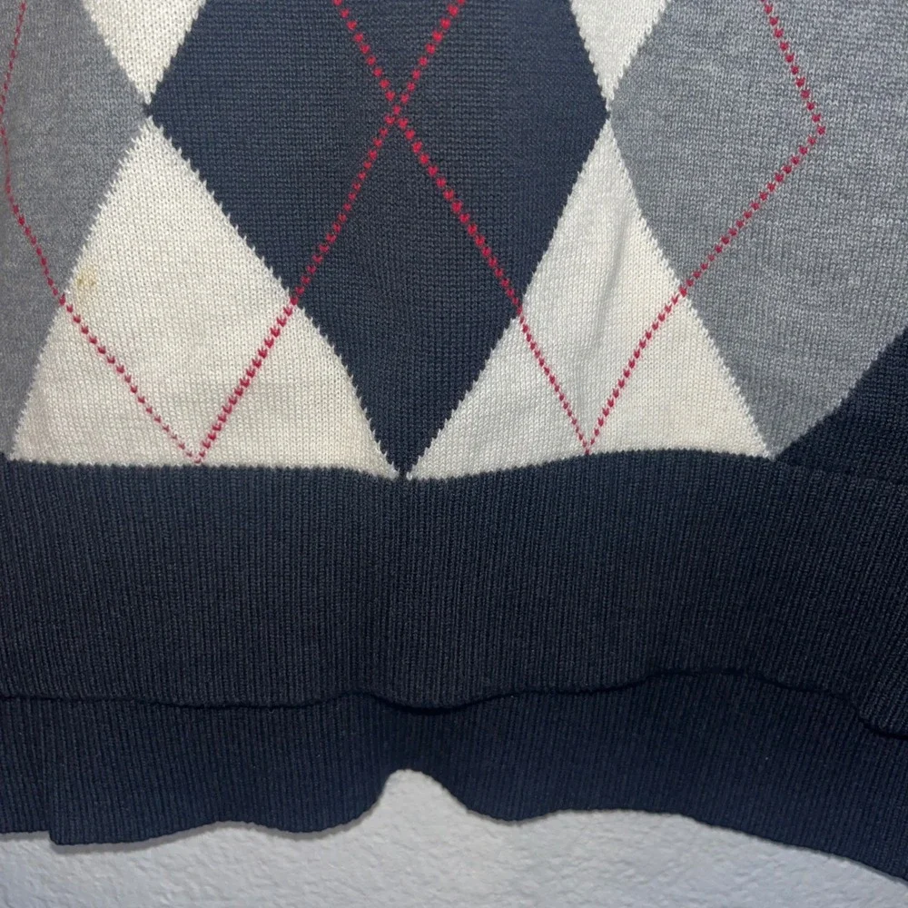 Izod Mens XXL Argyle V-Neck Sweater Black Grey‎ White 100% Cotton PC-759